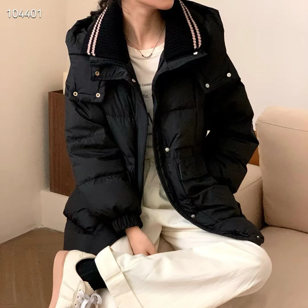 2025年新作 冬 レディース ダウンジャケット ゆったり 通勤 スプライシング フード付きジャケット