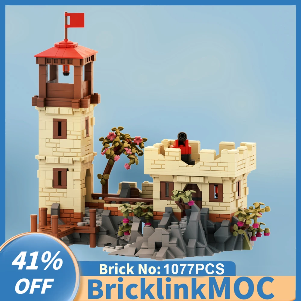 

New 1077PCS medieval Pirate Series MOC Imperial Coastal Fort model DIY creative ideas children Toy birthday Gift building blocks