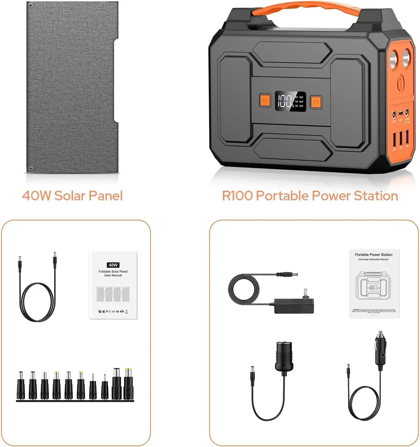 146Wh 200W Peak(100W Rated), Solar Powered Power Bank with AC OutletSolar Charger Power Bank Battery Pack 39600mAh