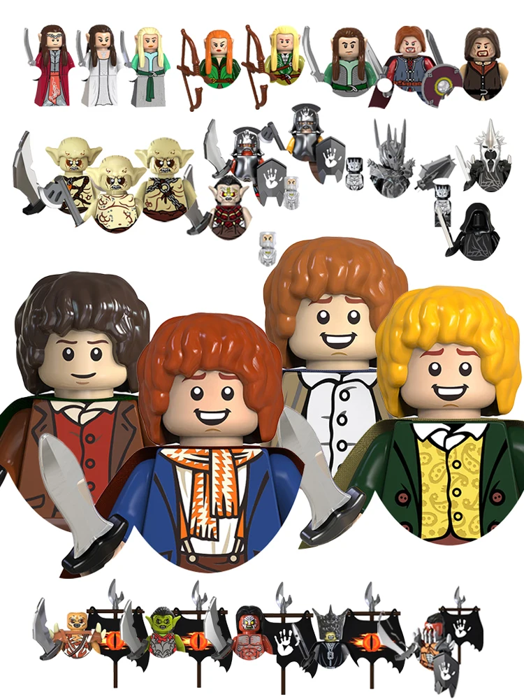 Herr der Ringe Hobbit Minifiguren Mittelalterliche Filmfiguren Bausteine Figuren DIY Zusammenbaubare Ziegelsteine Puppen Kreative Kollokation