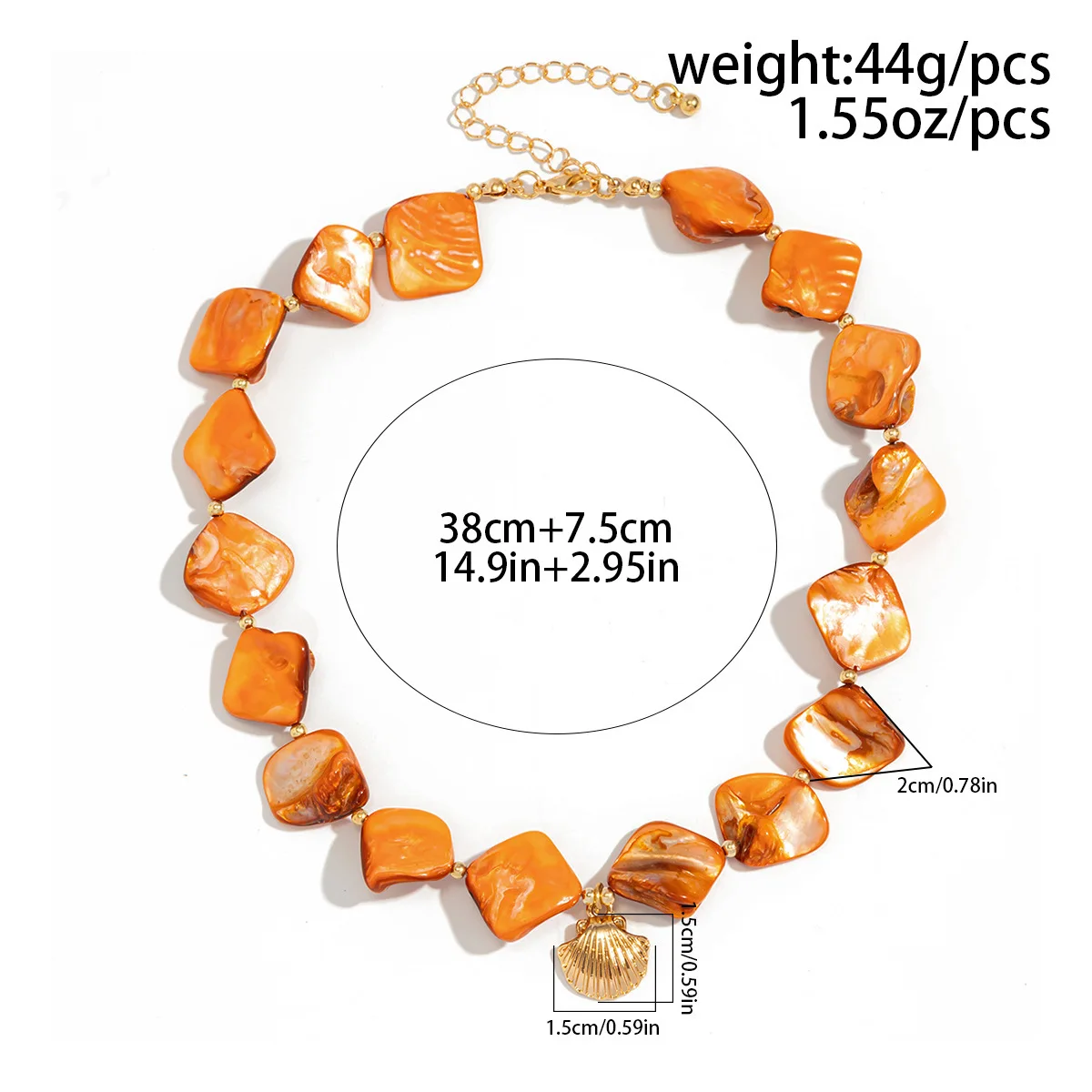 Boho Gold Color Metal Scallop Pendant Bracelet 2024 Women's Simple Orange Teeth Shell Beads Girl Beach Charm Jewelry