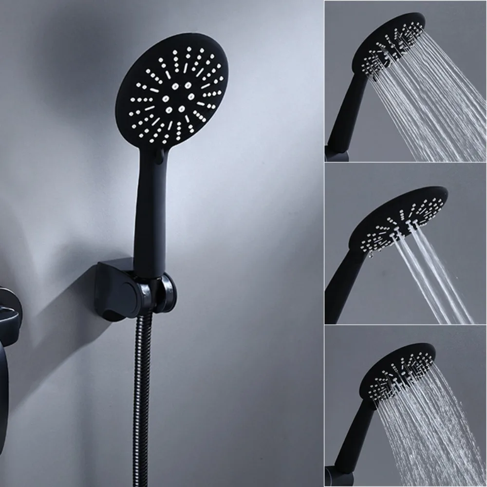 Shower Faucets Bathroom Black Spray Head Set Sink Hot and Cold Mixing Water Mixer Valve Nozzle Tap Wall Mounted Home Improvement