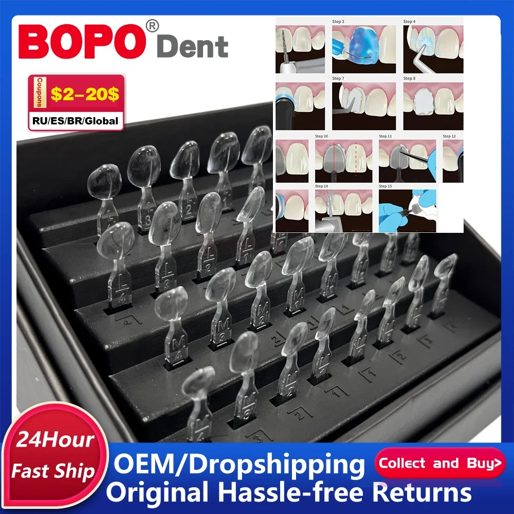 

32pcs/set Dental Direct Composite Venner System Composite Resin Mold Light Cure AnteriorTeeth Mould Dentist Veneer Mould Kit