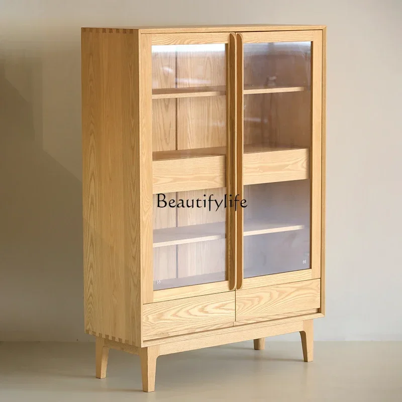 

Nordic ash wood dining side cabinet storage household Japanese integrated wall wine cabinet