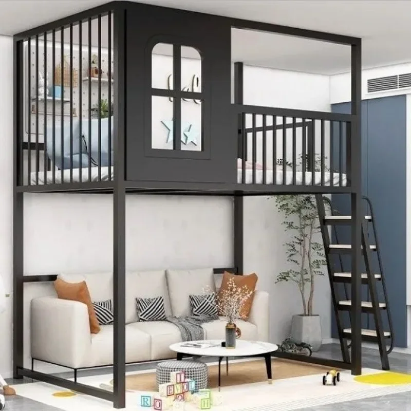 Tree house bed, elevated bed, attic duplex, second floor bunk bed, empty small apartment, staggered, upper and lower floors