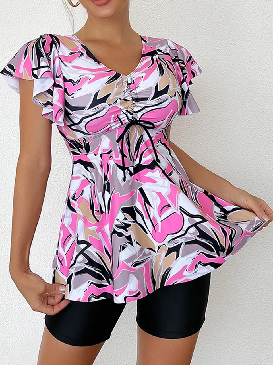 Cordão frontal tankini conjunto saia 2023 feminino cintura alta maiô verão beachwear feminino banhistas natação terno de natação