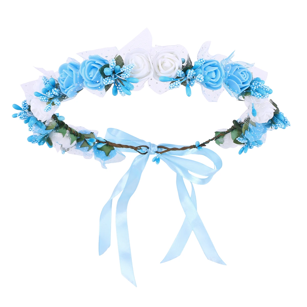 

Bridal Headdress Floral Headband Wreath For Women Wedding Bride Flower Girl Garland Adjustable Bloom Party Travel Beach