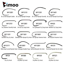 Bimoo 50pcs High Carbon Steel Barb Barbless Fly Tying Hook For Dry Wet  Nymph Jig Nymph Streamer Caddis Fly Trout Fishing Lures