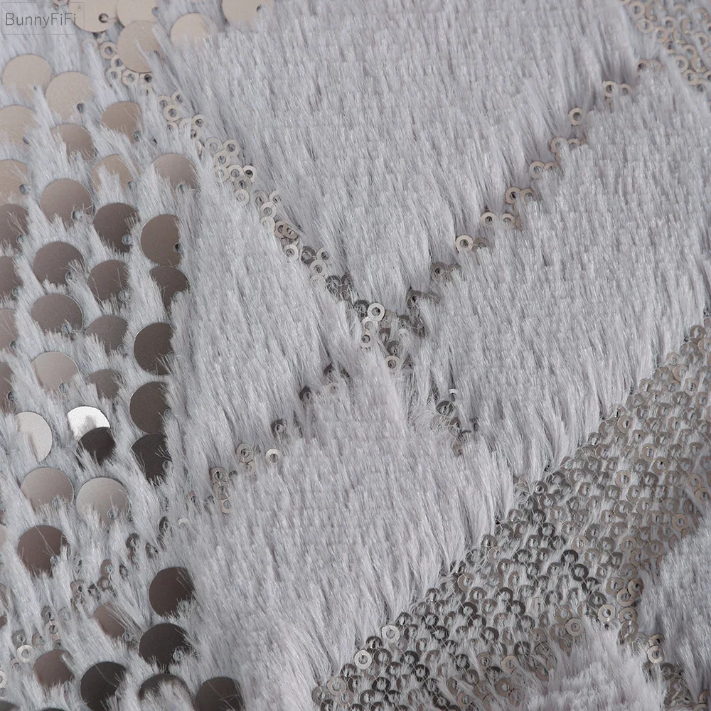 Fluffy Sequin Cushion Cover Grey Ivory Special Pattern Pillow Cover For Home Decoration Living Room Sofa 30x50cm 45x45cm