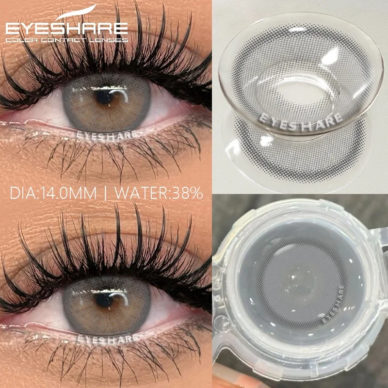 EYESHARE Graue Farbkontaktlinse, 1 Paar, jährlich gefärbte Kontaktlinsen, braune Linsen für Party, niedliche Augen, Kontakte, tägliches Make-up