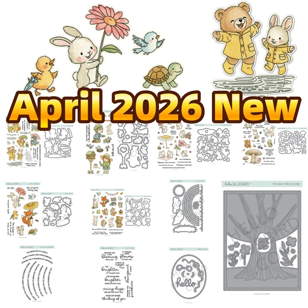 April 2026 New Flowers Rainbow Metal Cutting Dies Clear Stamps  for DIY Making Card Scrapbook Embossed Paper Template Craft