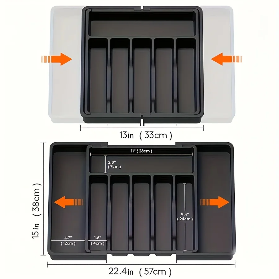 Expandable Cutlery Tray, With 8 Compartments, Adjustable Plastic Kitchen Utensil Organizer, Fork Spoon   Drawer Divider, Flatwar