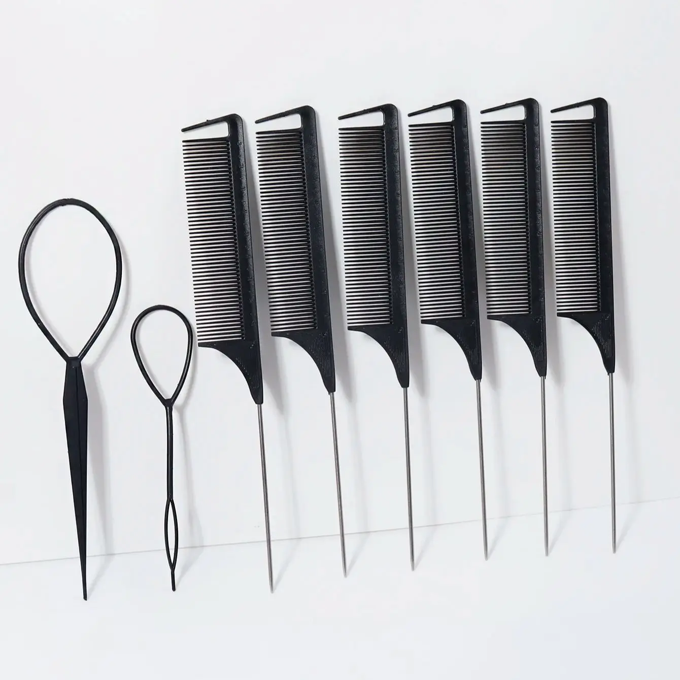 スケール付き尖った尾ヘアコームプラスチックヘアループヘア三つ編みポニーテールブラシヘアスタイリングツールヘアコーム用ヘアアクセサリー