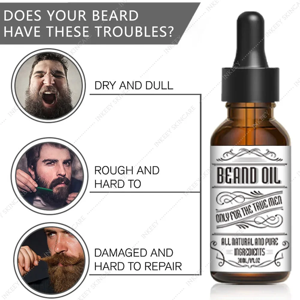 Beard Oil Conditioner Beard Growth Oil for Men Mustaches Growth Stronger Thicker Softener Fast Nourishing Beard Hair Growth Oil