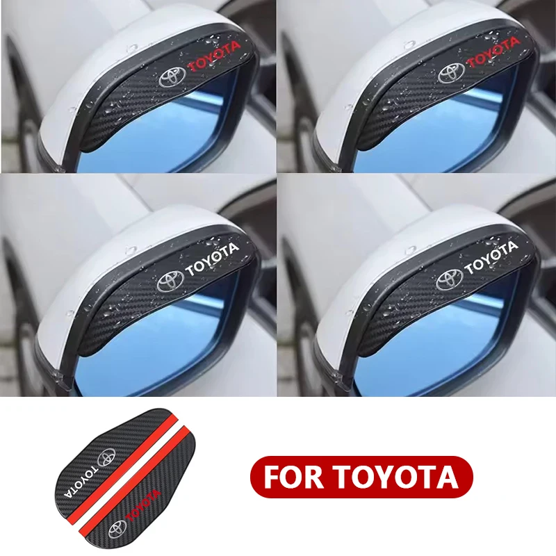 2 قطعة سيارة ألياف الكربون المطر الحاجب مرآة الرؤية الخلفية قناع الظل لتويوتا Rav4 CHR يارس بريوس أفينسيس كورولا كامري هايلاندر