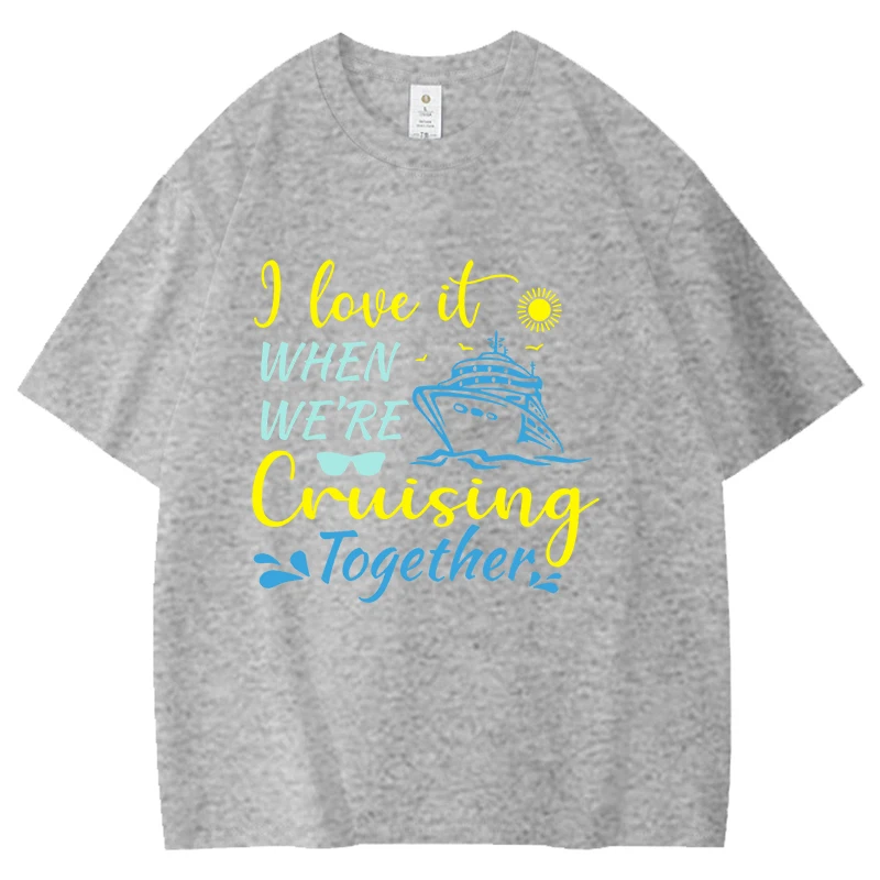 Love Cruising Together Pattern Herren Damen Baumwoll-T-Shirt, modisch, kurzärmelig, lässig, Sommer, schlicht, locker, neutrales Harajuku-T-Shirt – Detail 7