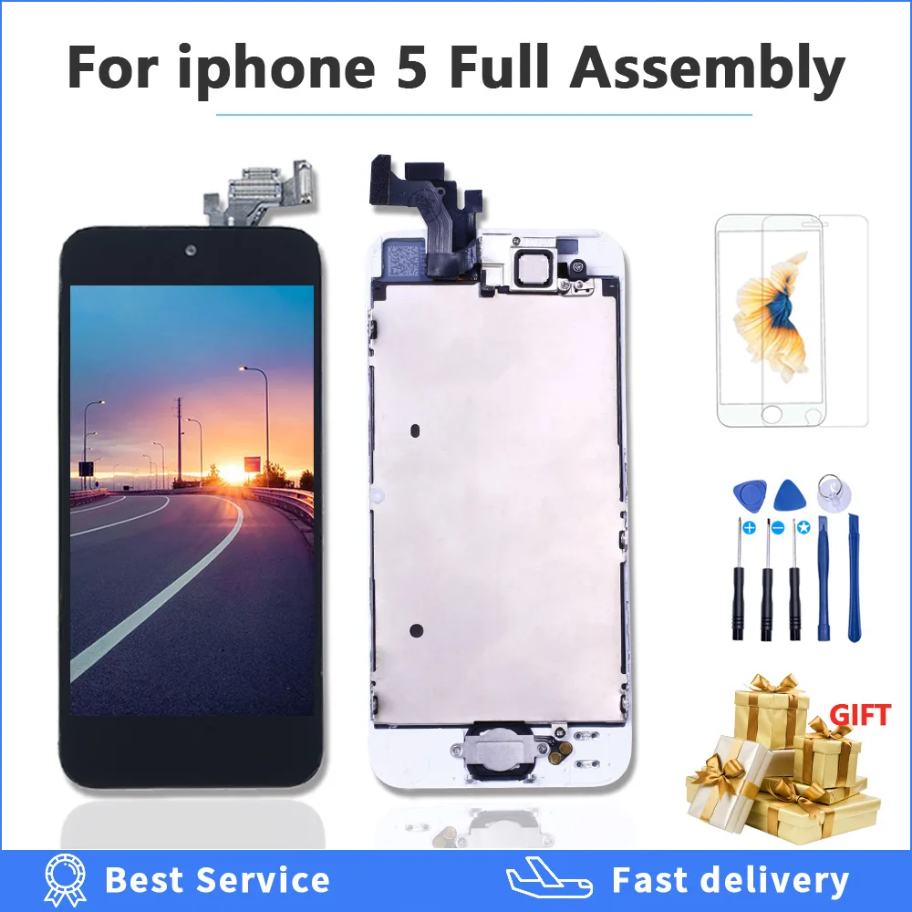 AAAA Quality Display Full Assembly Display for iPhone 5 5G Touch Screen A1428 A1429 A1442 Complete LCD Replacement OEM Digitizer