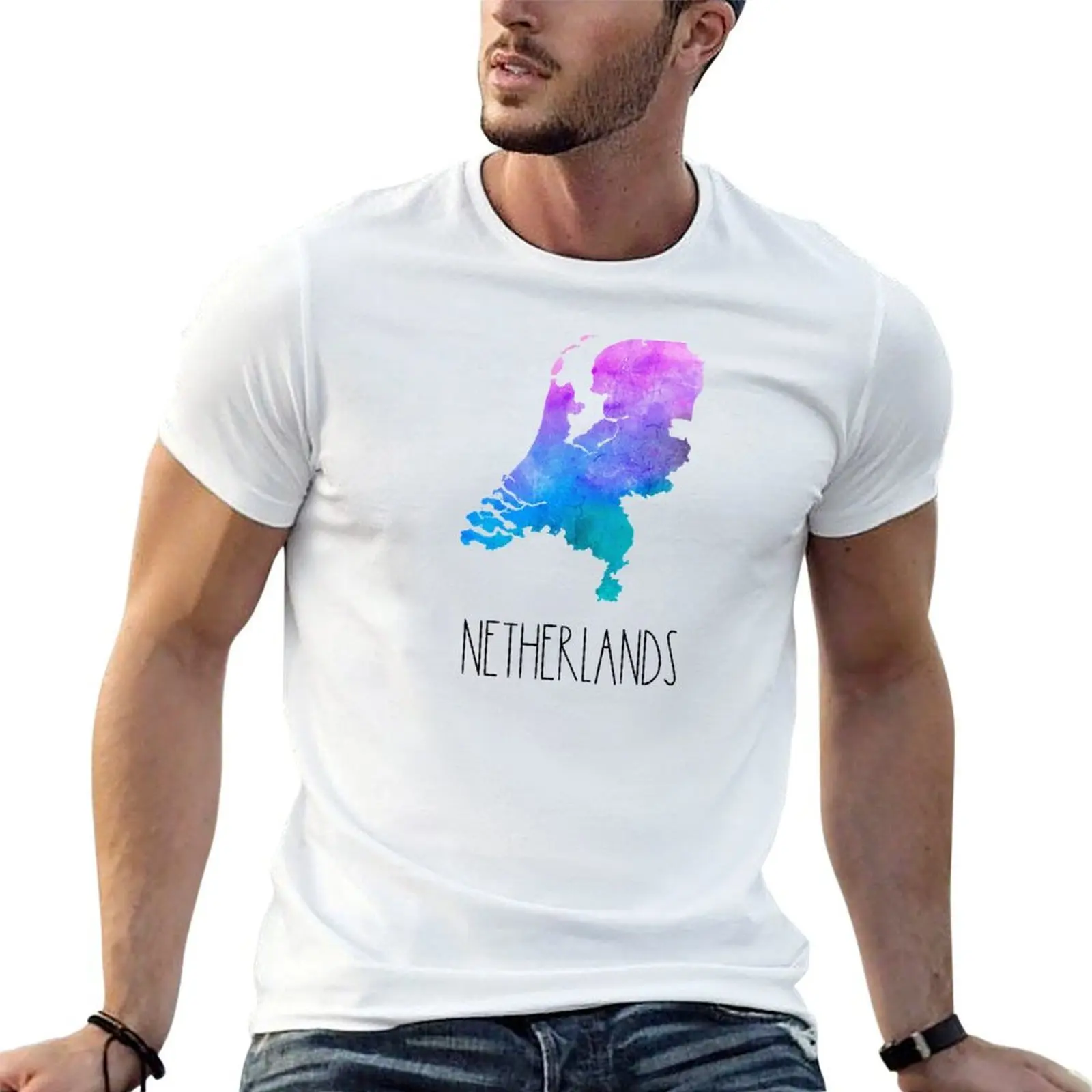 

Netherlands Watercolor Map - Dutch T-Shirt mens graphic t shirts t shirts for man cotton funny T-Shirt