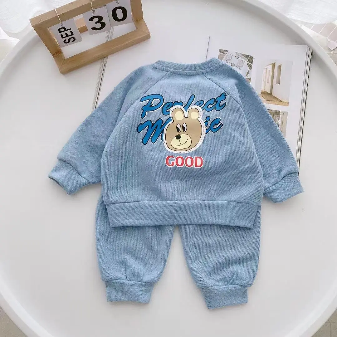 Baby-Sweatshirt-Kleidungssets 2026 Herbst Kleinkind Jungen Mädchen Süßer Bären-Print Halb-Reißverschluss Pullover+Hose 2-teiliges Kinder-Freizeit-Outfit – Detail 8