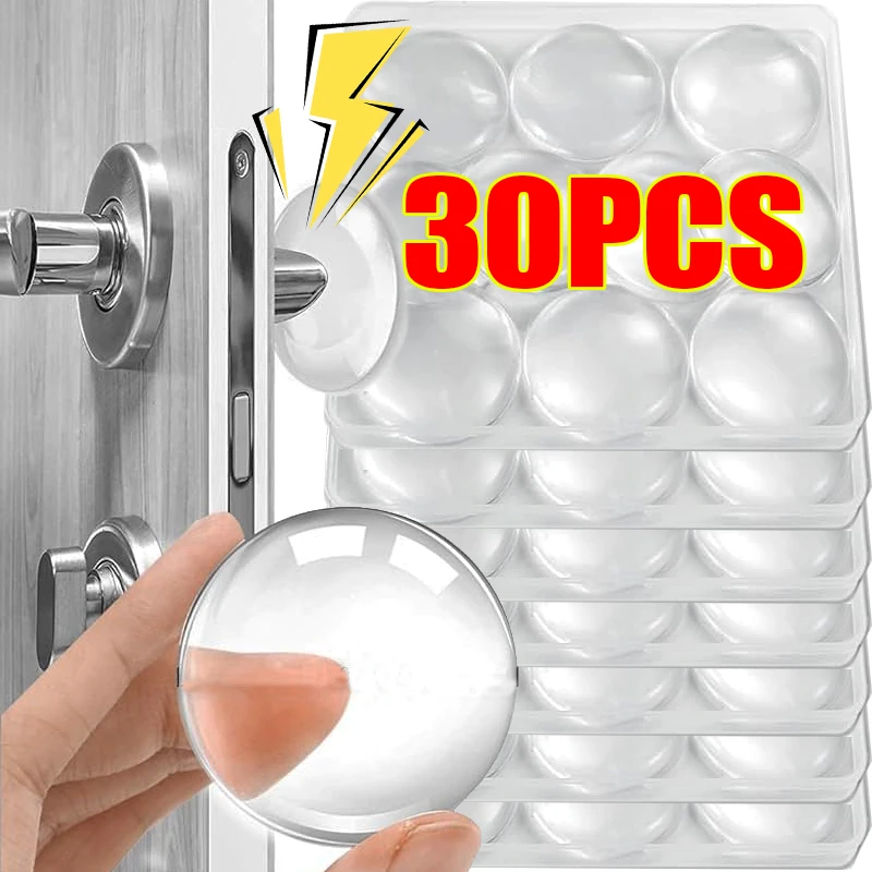 

6/30 шт. силиконовые прозрачные дверные упоры, самоклеящиеся дверные ручки, бампер, многоразовые настенные протекторы, нескользящий глушитель, круглые дверные упоры