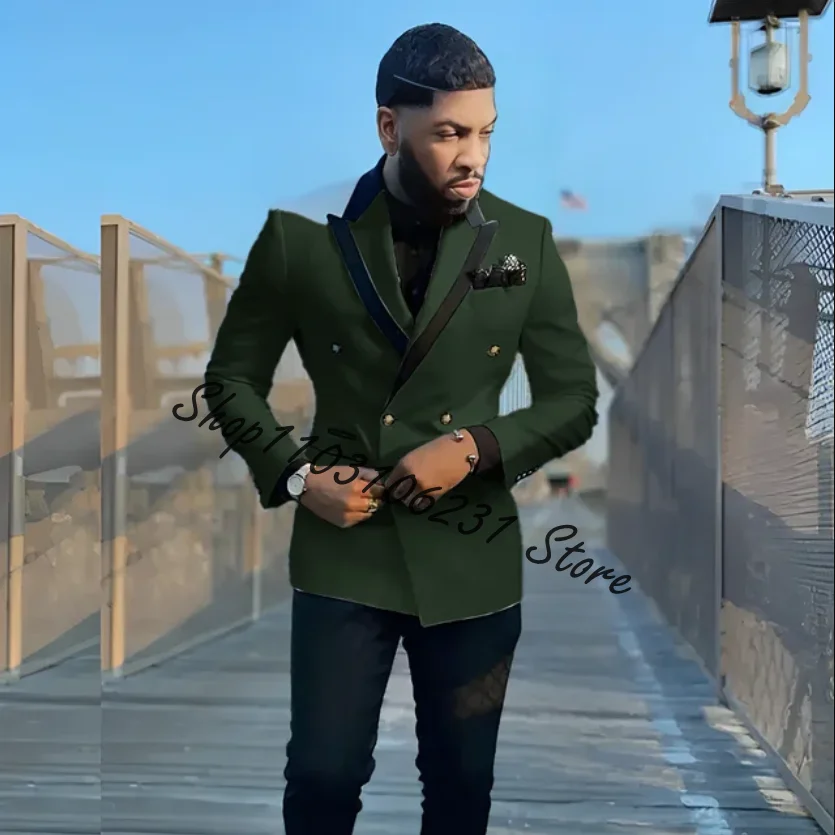 2 Pieces Men Suits Business Formal Slim Fit Double Breasted Male Blazer Formal Groomsemen Suits For Wedding Trajes De Hombre