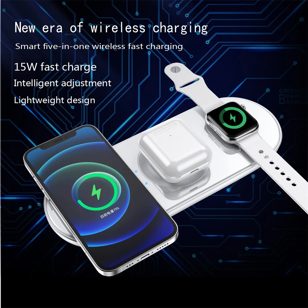 Wireless Charging Pad For Airpods Pro For iPhone 14 13 12 11 XS Pro Max 15W 3 in 1 Fast Charger Dock Station For Samsung S22 S21