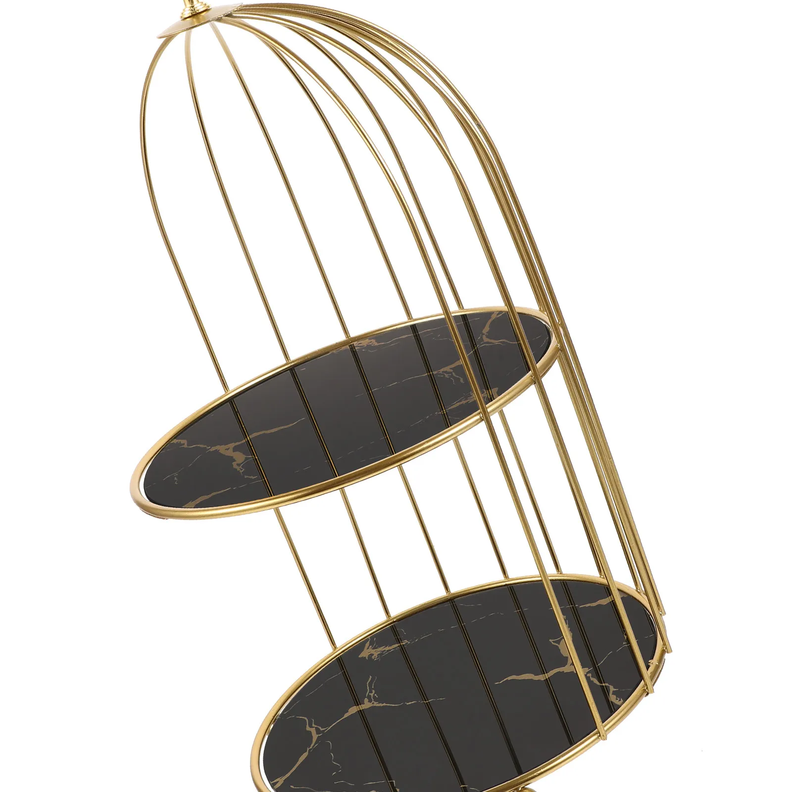 Elegante-etagere-a-cosmetiques-a-double-niveau-en-forme-de-cage-a-oiseaux-pour-l'organisation-et-la-presentation-du-maquillage-dans-la-salle-de-bain-la-coiffeuse-ou-la-chambre