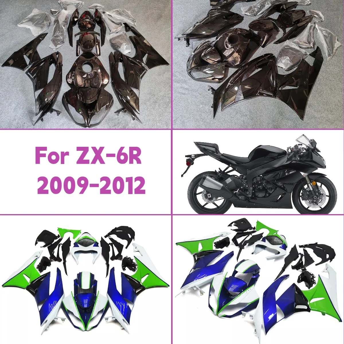 

Motorcycle Fairings for 2009-2012 Kawasaki ZX6R Hot Style Injection Molded Fairing Kit Unique Design 09-12 ZX 6R