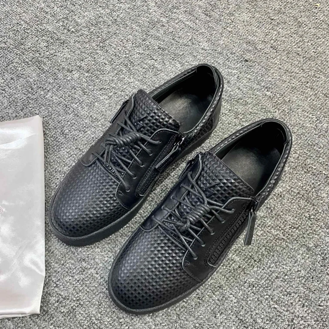

Top Hight Quality Casual Sneakers For Men and Women Real Leather Brand Designer Unisex Tennis Shoes GZ Zipper Loafer Shoes G0008