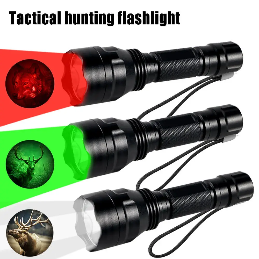 

Professional C8 Green Red Hunting Flashlight Tactical Night Reconnaissance 1-Mode LED Lantern Rifle Scope Weapon Gun Light