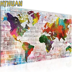 Diamond Painting World Map Cross Stitch Kits, Mosaic Embroidery Landscape Map, 3D Painting, Full Square Round Drill, Gift