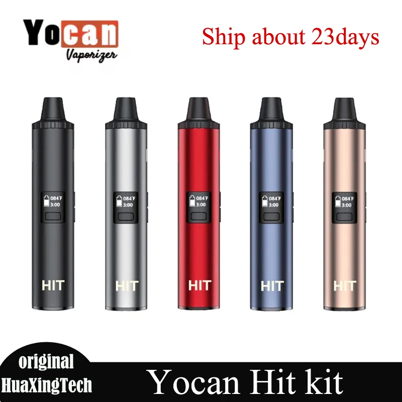 Original yocan hit kit 1400mah bateria vaporizador de ervas secas vape caneta kit de ervas com câmara de aquecimento cerâmica display oled e-cig