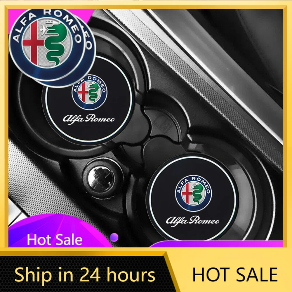 

Car Stickers Car Stickers For Alfa Romeo 2Pcs Car Coasters Water Cup Slots Non-Slip Mat Waterproof Drink Pad For Alfa Romeo Giul