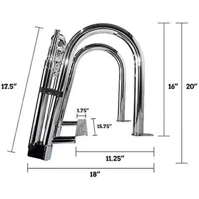 316 Stainless Steel Telescopic Boat Ladder High Mirror Polished Silver Marine Pontoon Accessories New Design Durable Swimming