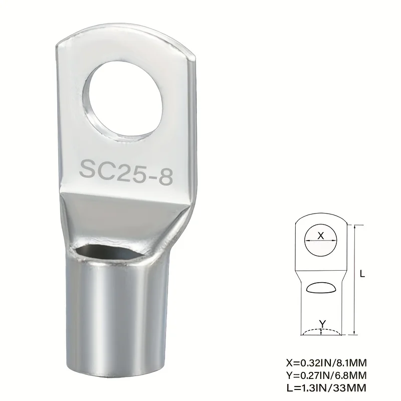 4/8/12/20PCS 6AWG-SC25-8 Tinned Copper Battery Terminals Heavy Duty, with 10 Pieces of 3:1 Weldable Heat Shrink Tubing.