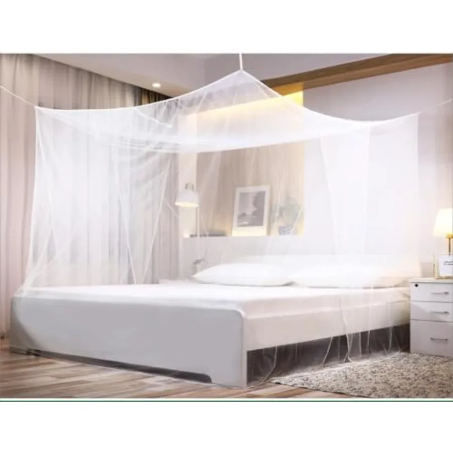 

Premium Bed Mosquito Net Full and Queen Size, Elegant White Rectangular Canopy, 360° Protection with Breathable Mesh and Easy I