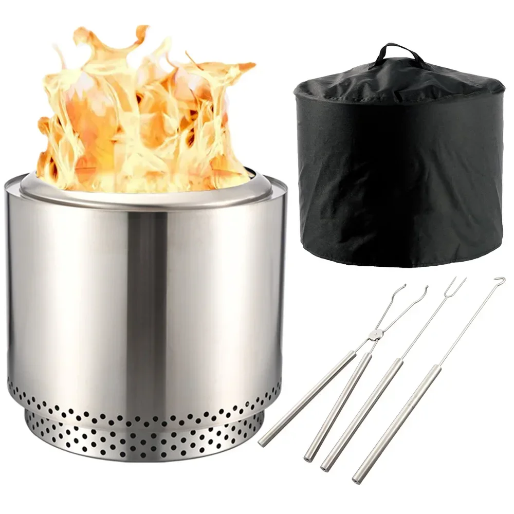 Outdoor Stainless Steel Bonfires Brazier Smokeless Stove Charcoal Camping Fire Pit Portable Stainless Steel Stove for Camping