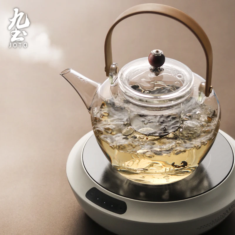 

JOTO High-Quality Elegant Glass Teapot with Bamboo Handle for Steaming and Boiling CHR0588