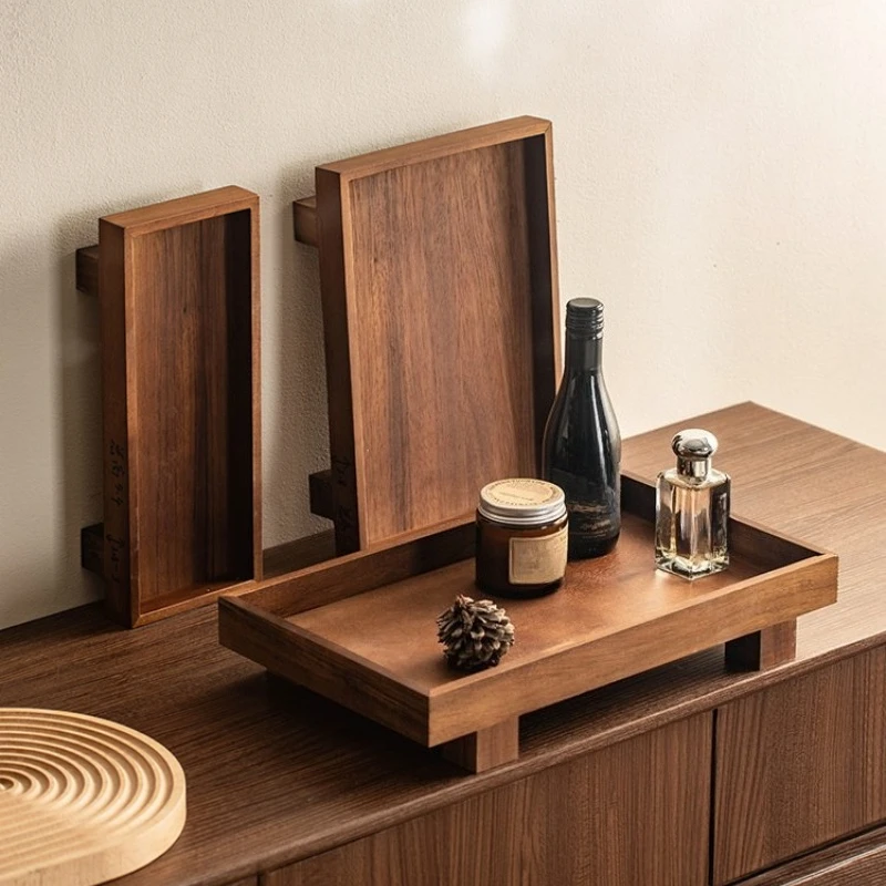 Wooden Storage Tray Luxury Jewelry Display Trays Versatile Household Bathroom Storage Trays Simple Living Room Tea Tool Plate