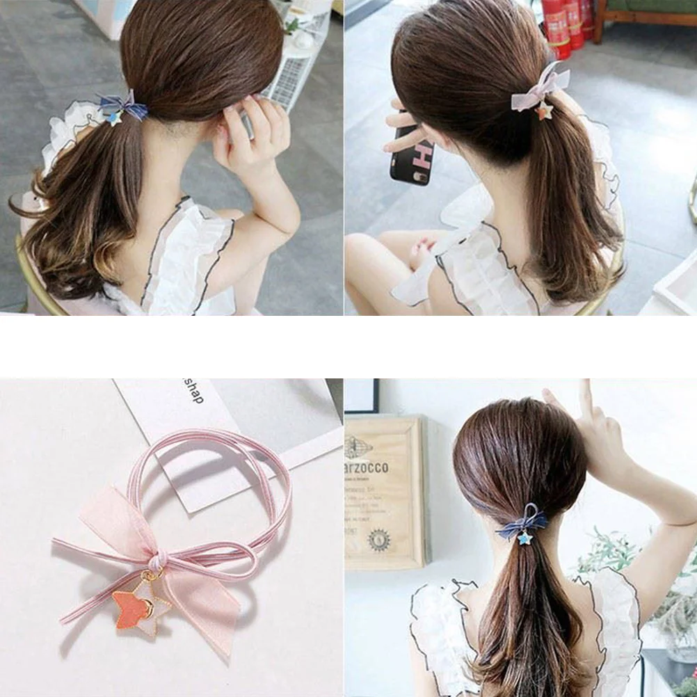 

10pcs Star Tie Beading Rope High Stretchy Ponytail Holder For Women Girl Fashion Ring Decorative Hair Band Hair Styling Tool