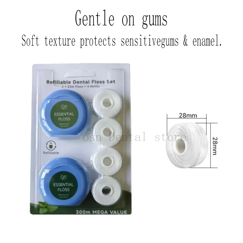 50m Dental Flosser Oral Hygiene Teeth Cleaning Dental Floss Spool Wax Mint Toothpick Flosser Teeth Flosser Dental Care
