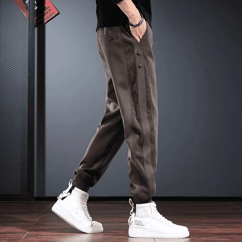 سراويل كاجوال أمريكية مرنة عالية الخصر للرجال، ملابس عصرية متعددة الاستخدامات وقفل الساق وفضفاضة #4