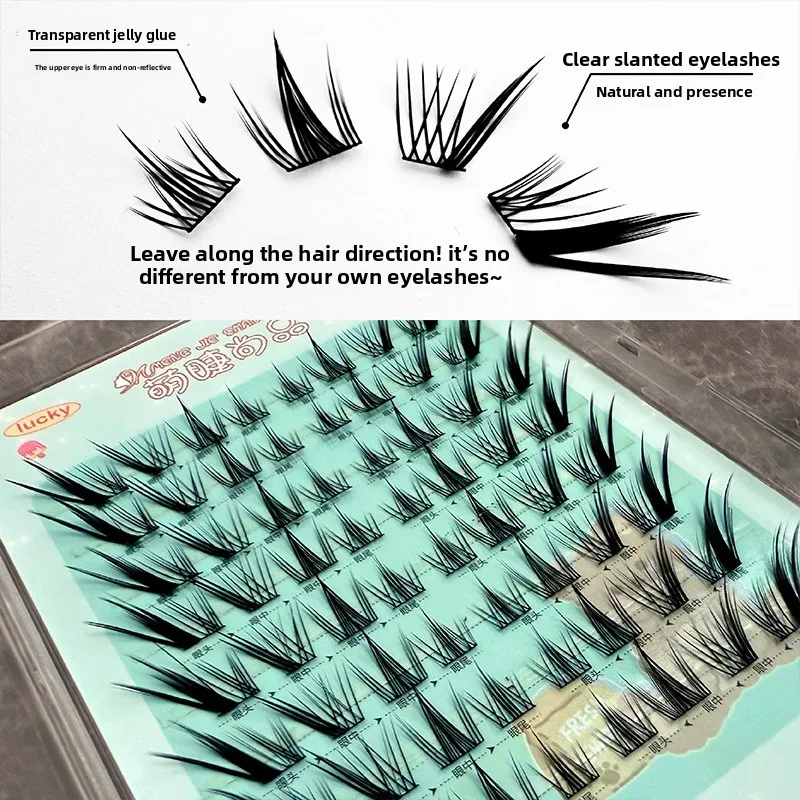 Ciglia finte naturali senza colla | Look in stile volpe di latte soffice alato con volume |   Ciglia riutilizzabili per principianti, facili da applicare, 8-13 mm