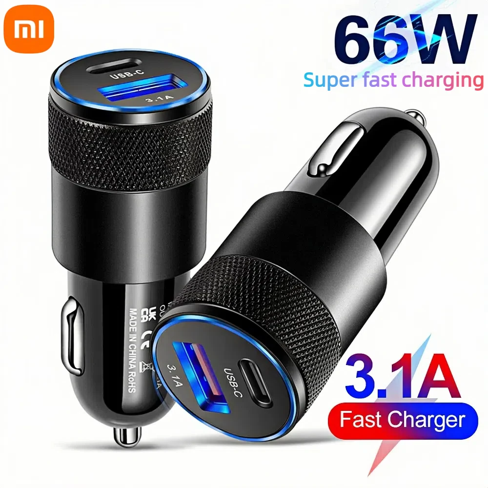 Автомобильное зарядное устройство Xiaomi 66 Вт USB, адаптер для телефона Xiaomi Huawei PD, супер быстрое зарядное устройство, автомобильный адаптер, розетка прикуривателя
