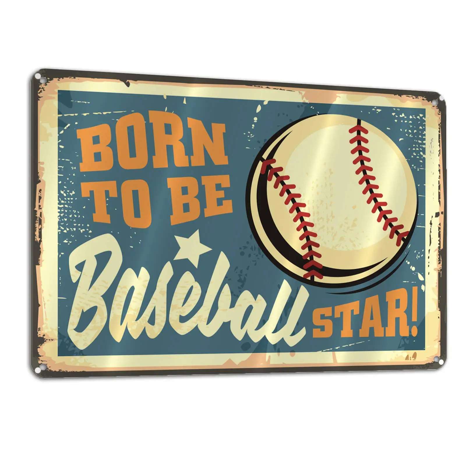 Lesiker Best Ball Vintage Tin Sign Born Be Baseball Star  Home Decor Tin Sign Retro Metal -12