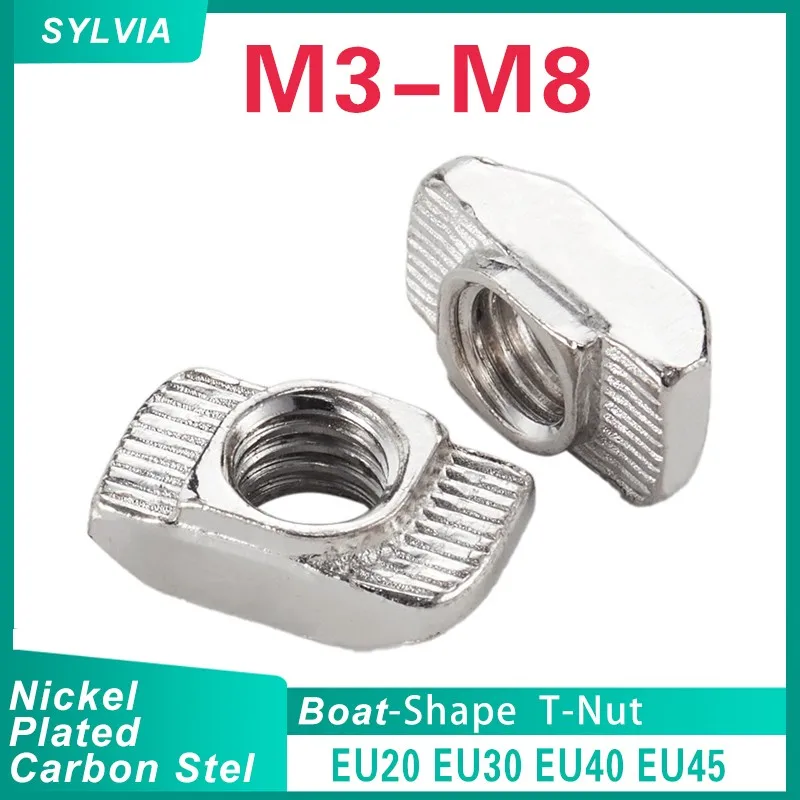 10/ 20/ 50pcs M3 M4 M5 M6 M8 M10 Slot T-nut Sliding T Nut Hammer Drop In Nut Fasten Connector For Aluminum Extrusion