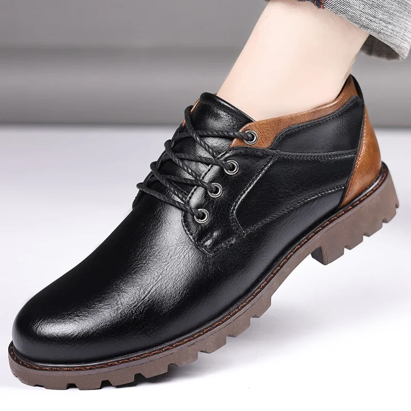 Retro Men Boots High Quality Leather Men Ankle Boots Outdoor High Top Casual Shoes Luxury Designer Punk Men Motorcycle Boots New - Image 2