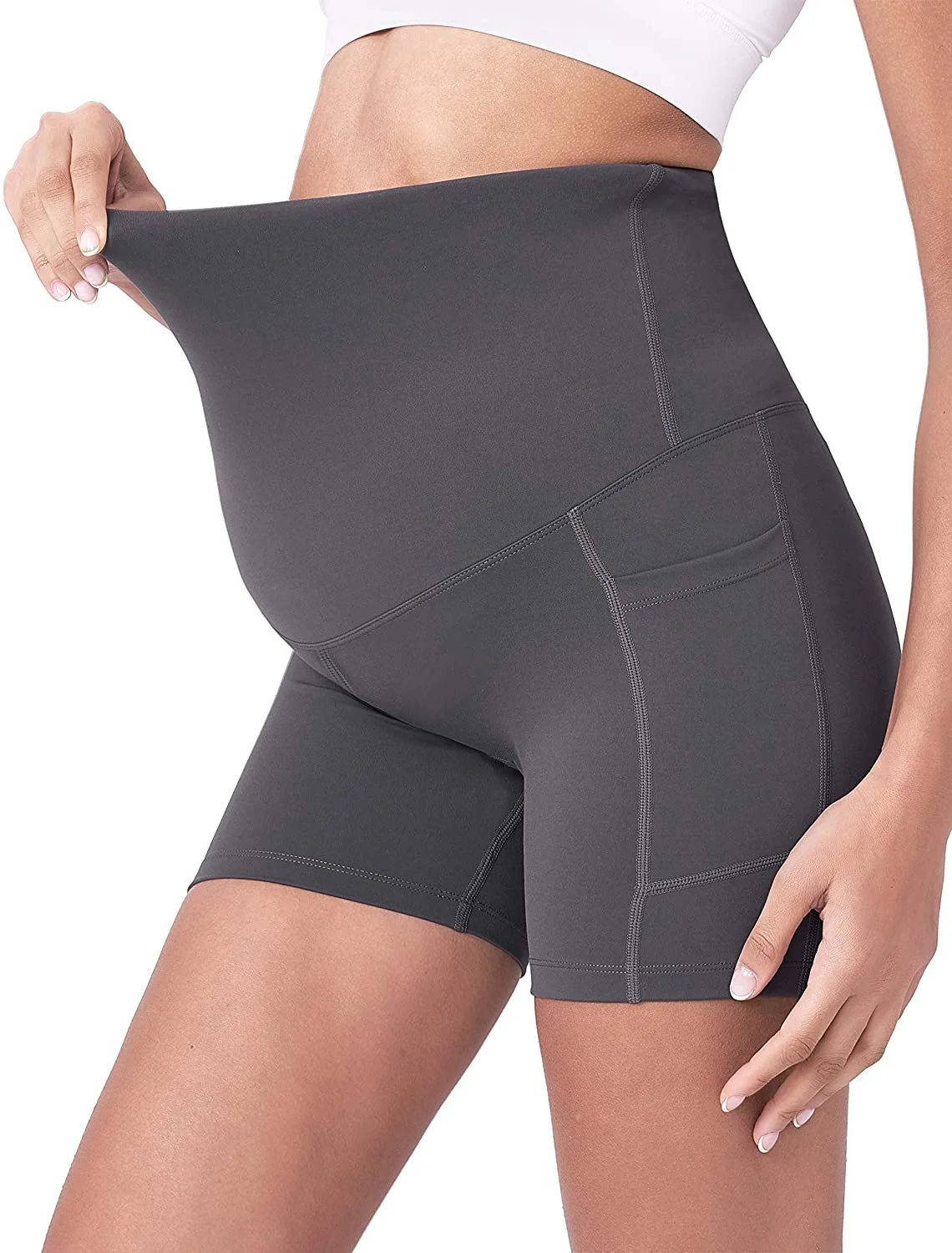 Legging Hamil Pinggang Tinggi Elastis Celana Pendek Penopang Perut Wanita Hamil Kurus Celana Kebugaran Pembentuk Tubuh Leggins Postpartum