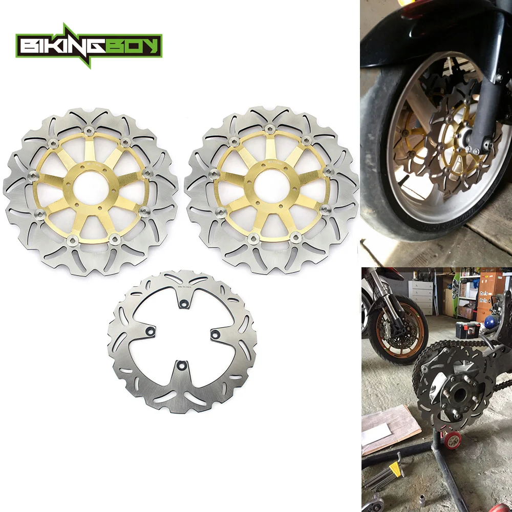 BIKINGBOY Front Rear Brake Discs Rotors For Interceptor VFR 800 Fi 98-01 VFR 800 F 98-05 99 VFR 800 V-TEC 02 03 VFR 800 X / ABS