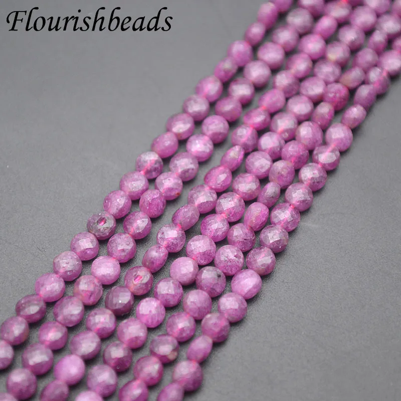 

Natural Stone 4mm Faceted Round Coin Shape Ruby Loose Beads for DIY Fine Jewelry Making Necklace Bracelet